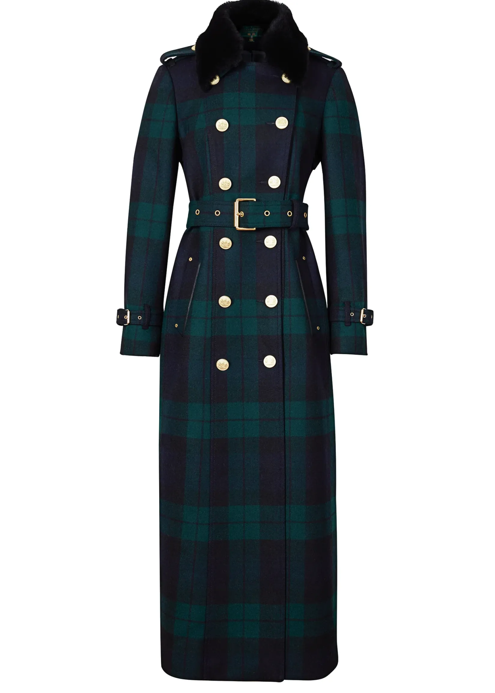 Holland Cooper Trench Coats|Coats-Marlborough Shearling Trench Coat Blackwatch