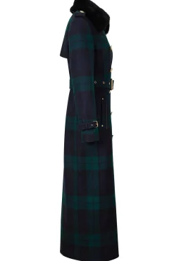 Holland Cooper Trench Coats|Coats-Marlborough Shearling Trench Coat Blackwatch