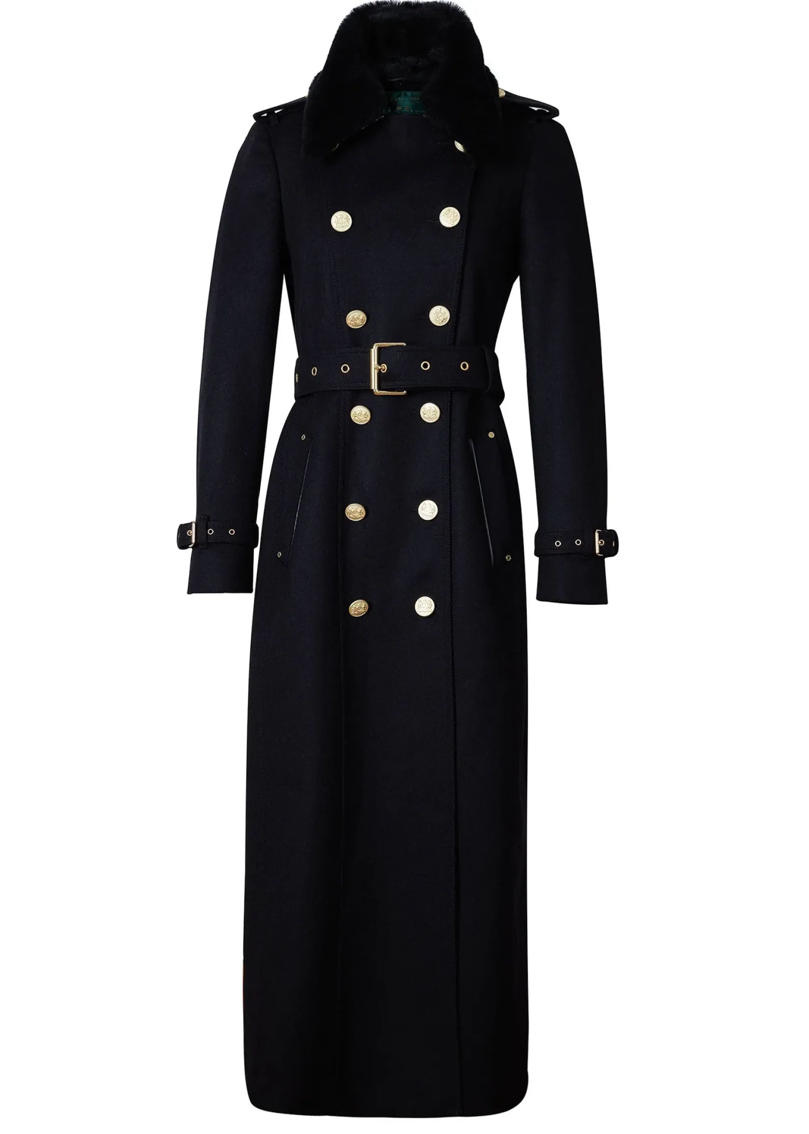 Holland Cooper Trench Coats|Coats-Marlborough Shearling Trench Coat Soft Black