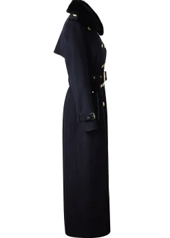 Holland Cooper Trench Coats|Coats-Marlborough Shearling Trench Coat Soft Black