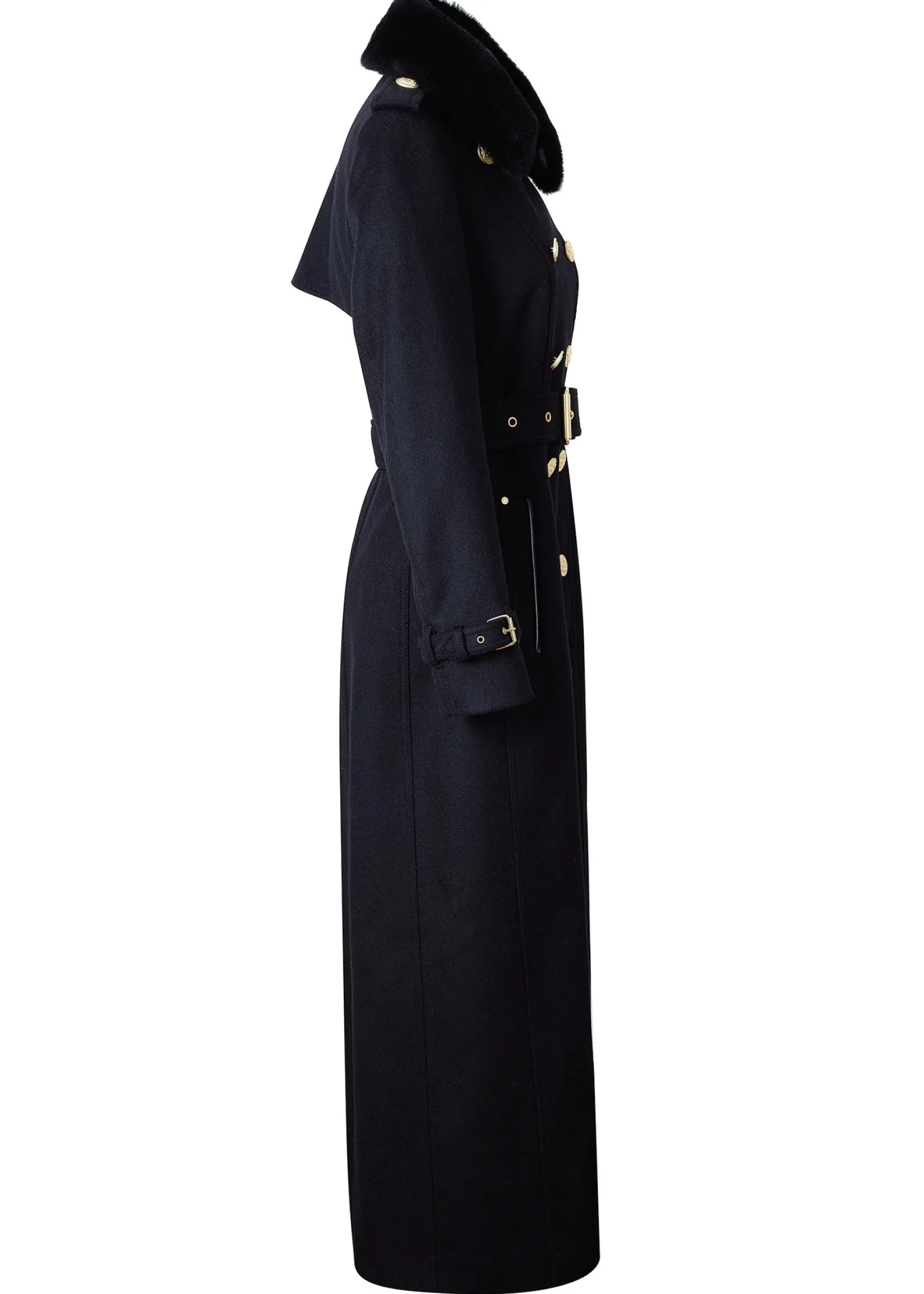 Holland Cooper Trench Coats|Coats-Marlborough Shearling Trench Coat Soft Black
