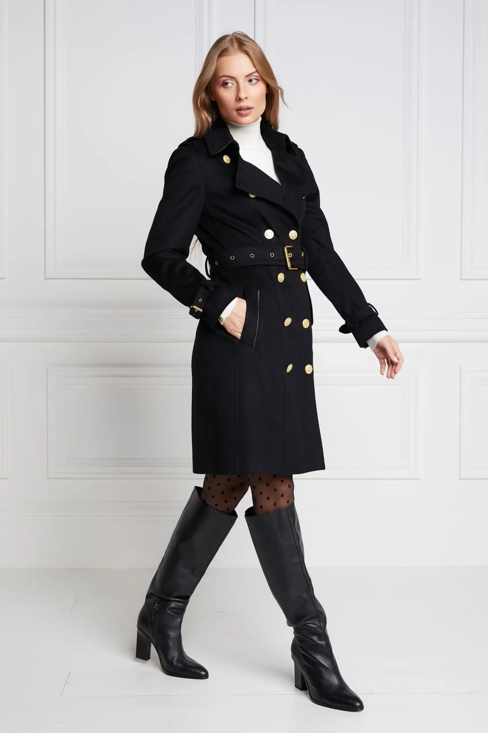 Holland Cooper Trench Coats|Coats-Marlborough Trench Coat Soft Black
