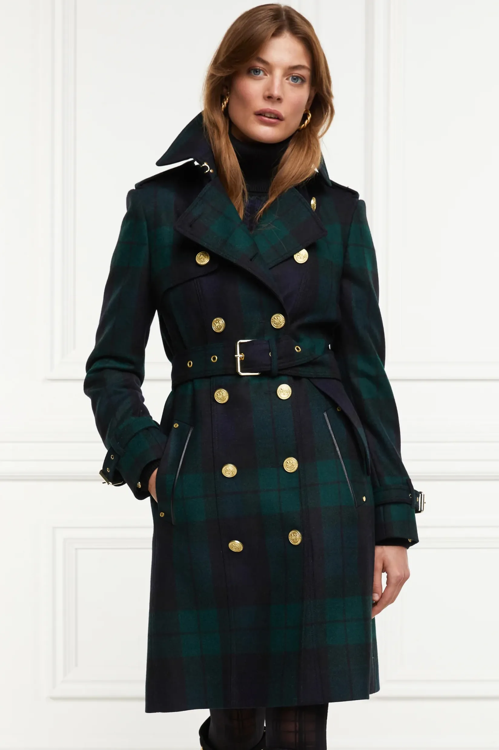 Holland Cooper Trench Coats|Coats-Marlborough Trench Coat Blackwatch