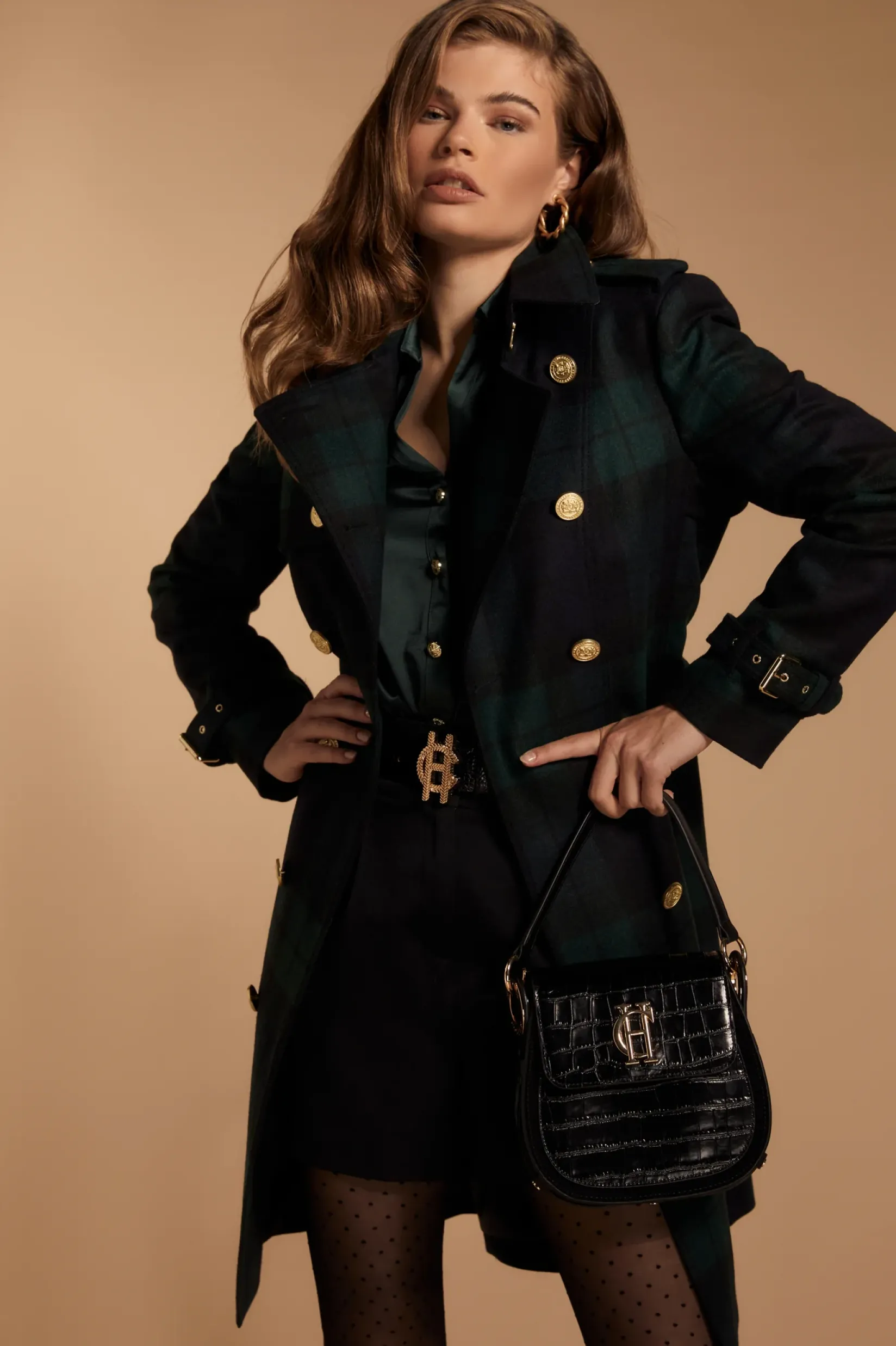Holland Cooper Trench Coats|Coats-Marlborough Trench Coat Blackwatch