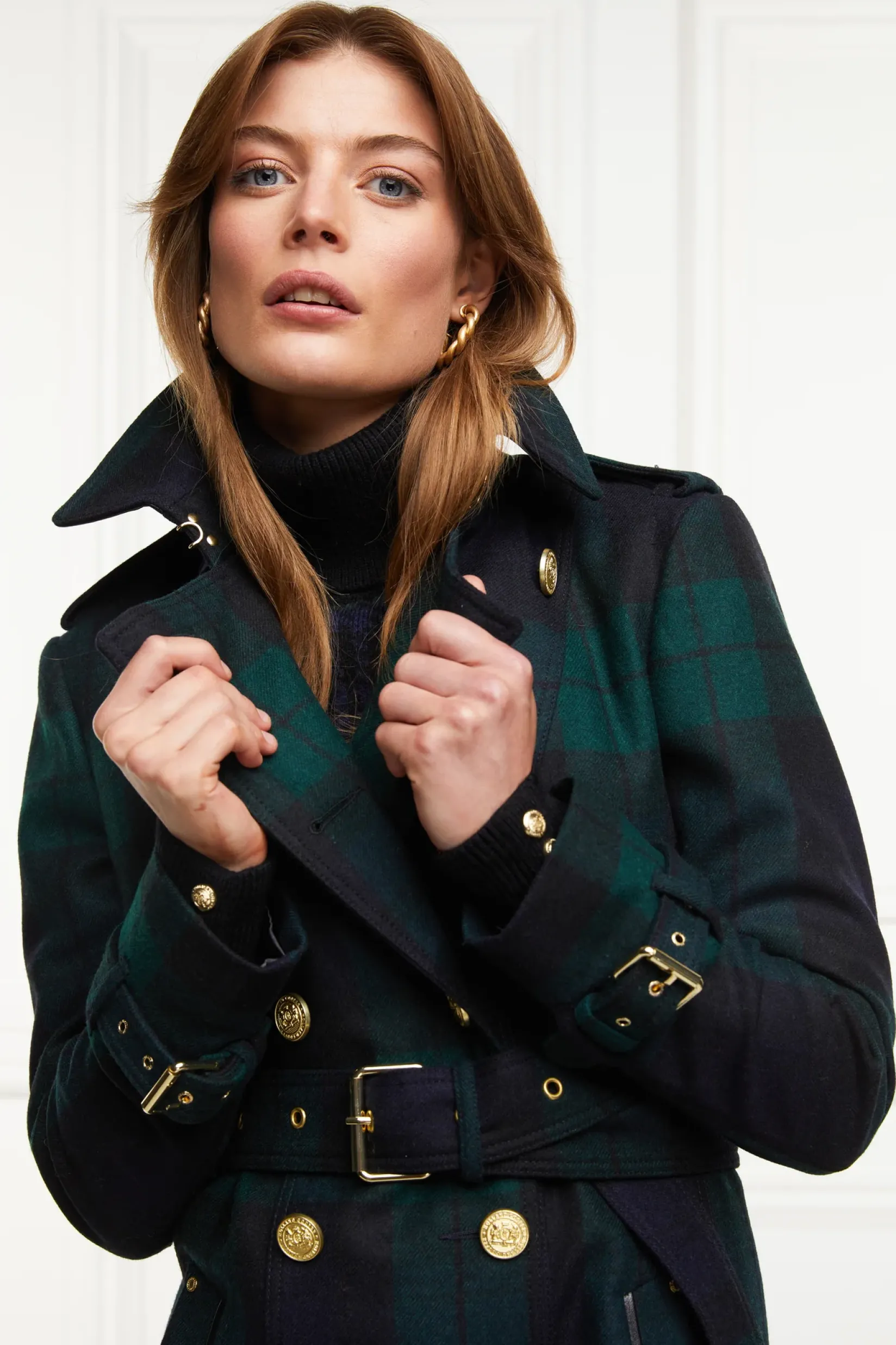 Holland Cooper Trench Coats|Coats-Marlborough Trench Coat Blackwatch