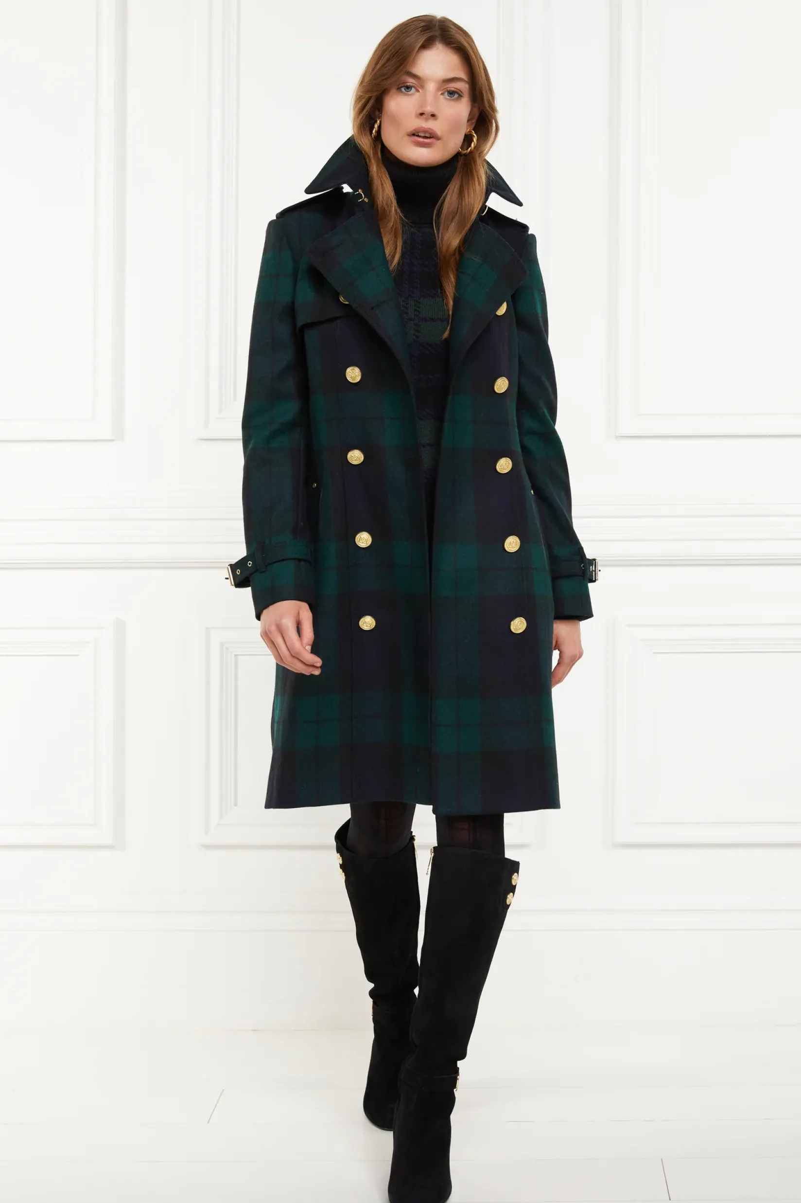 Holland Cooper Trench Coats|Coats-Marlborough Trench Coat Blackwatch