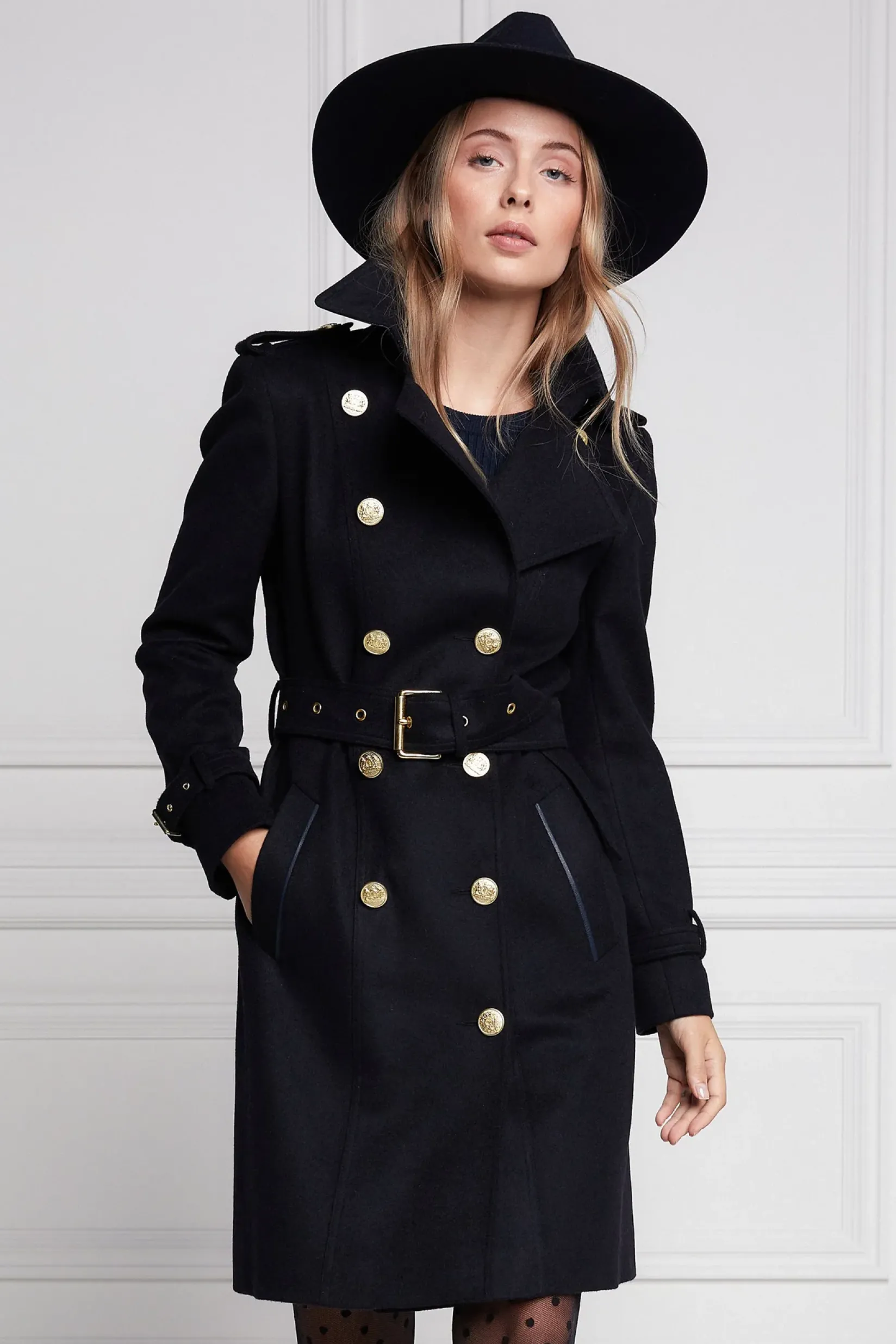 Holland Cooper Trench Coats|Coats-Marlborough Trench Coat Soft Navy