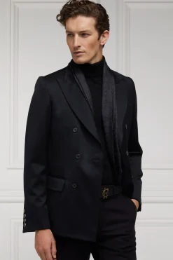 Holland Cooper Gifts For Him|Scarves-Men's Silk Scarf Black Charcoal Paisley