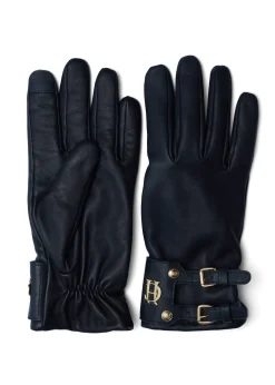 Holland Cooper Gloves|Gloves-Monogram Leather Gloves Ink Navy