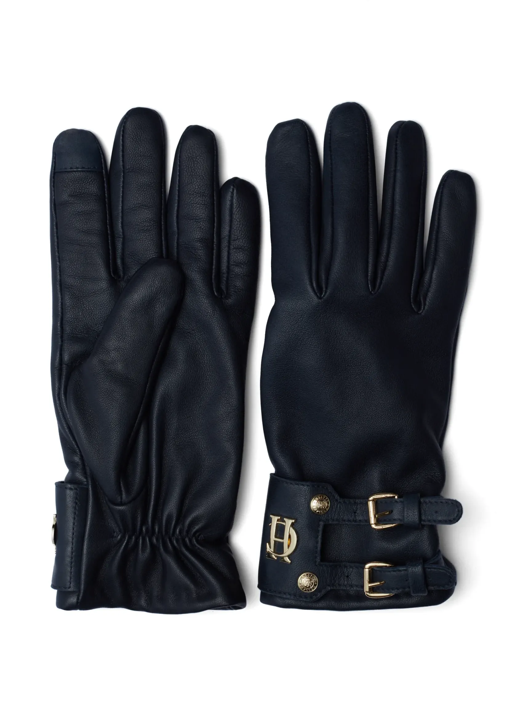 Holland Cooper Gloves|Gloves-Monogram Leather Gloves Ink Navy