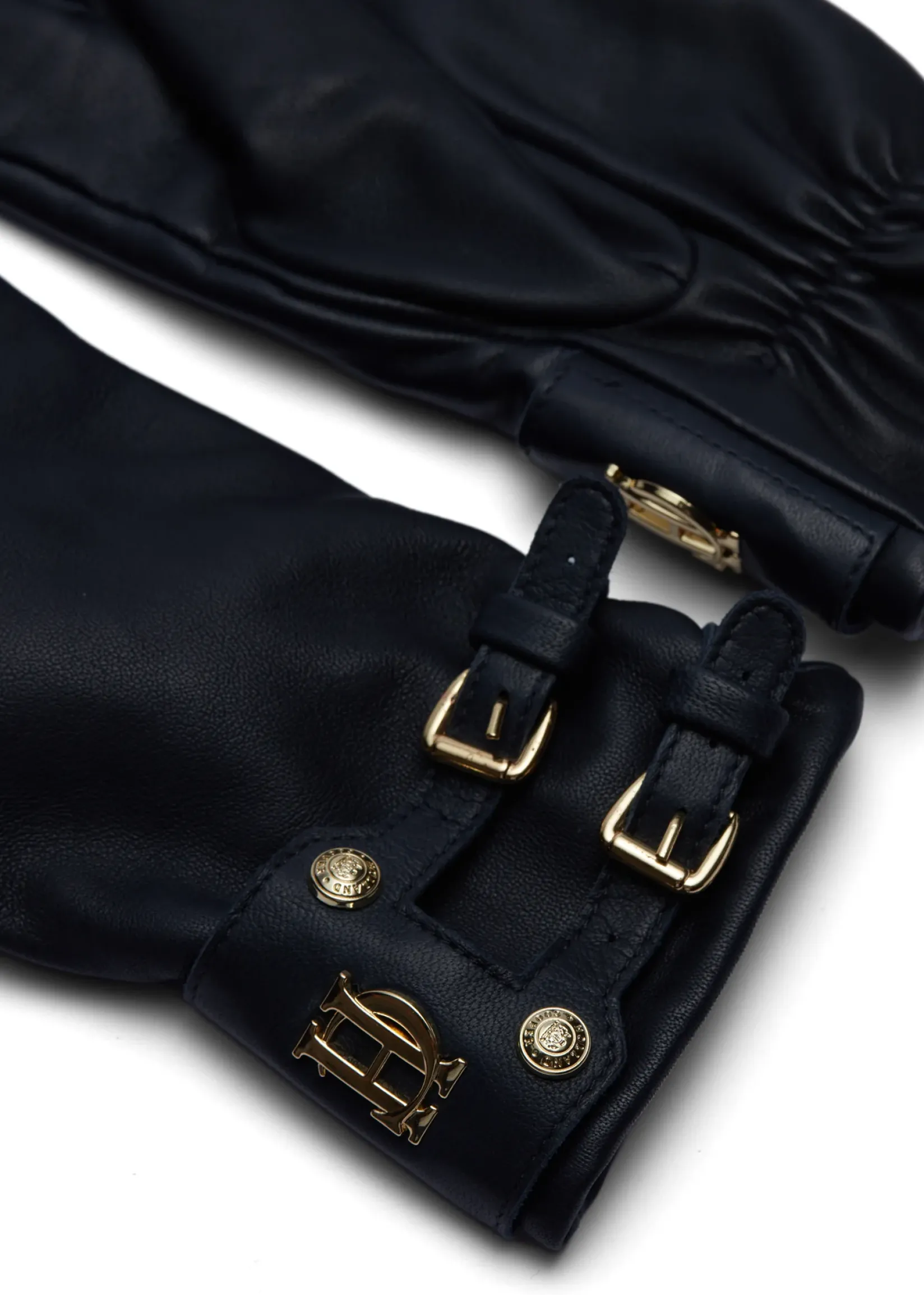 Holland Cooper Gloves|Gloves-Monogram Leather Gloves Ink Navy