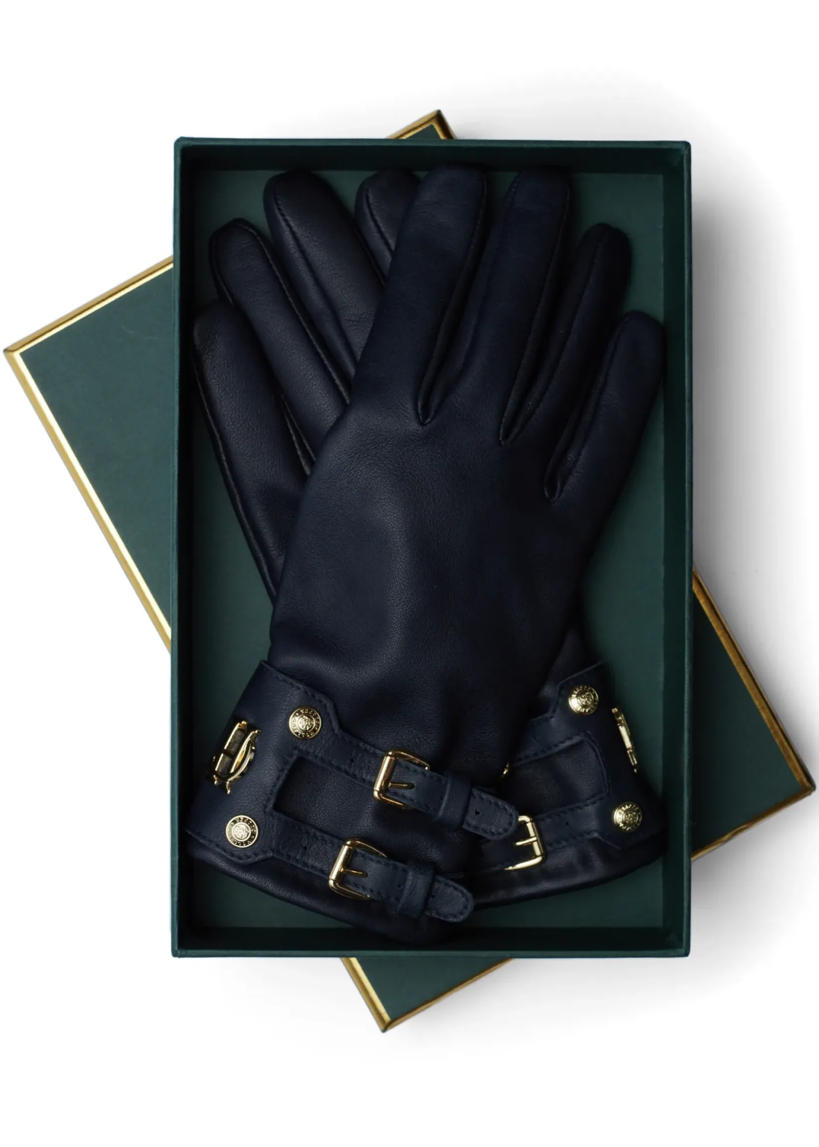 Holland Cooper Gloves|Gloves-Monogram Leather Gloves Ink Navy