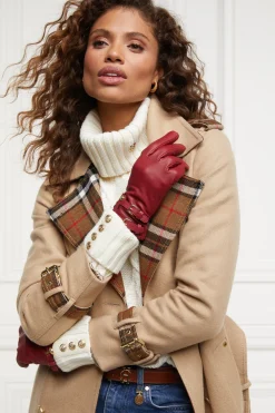 Holland Cooper Accessories|Shop Women-Monogram Leather Gloves Mulberry