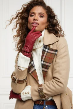 Holland Cooper Accessories|Shop Women-Monogram Leather Gloves Mulberry