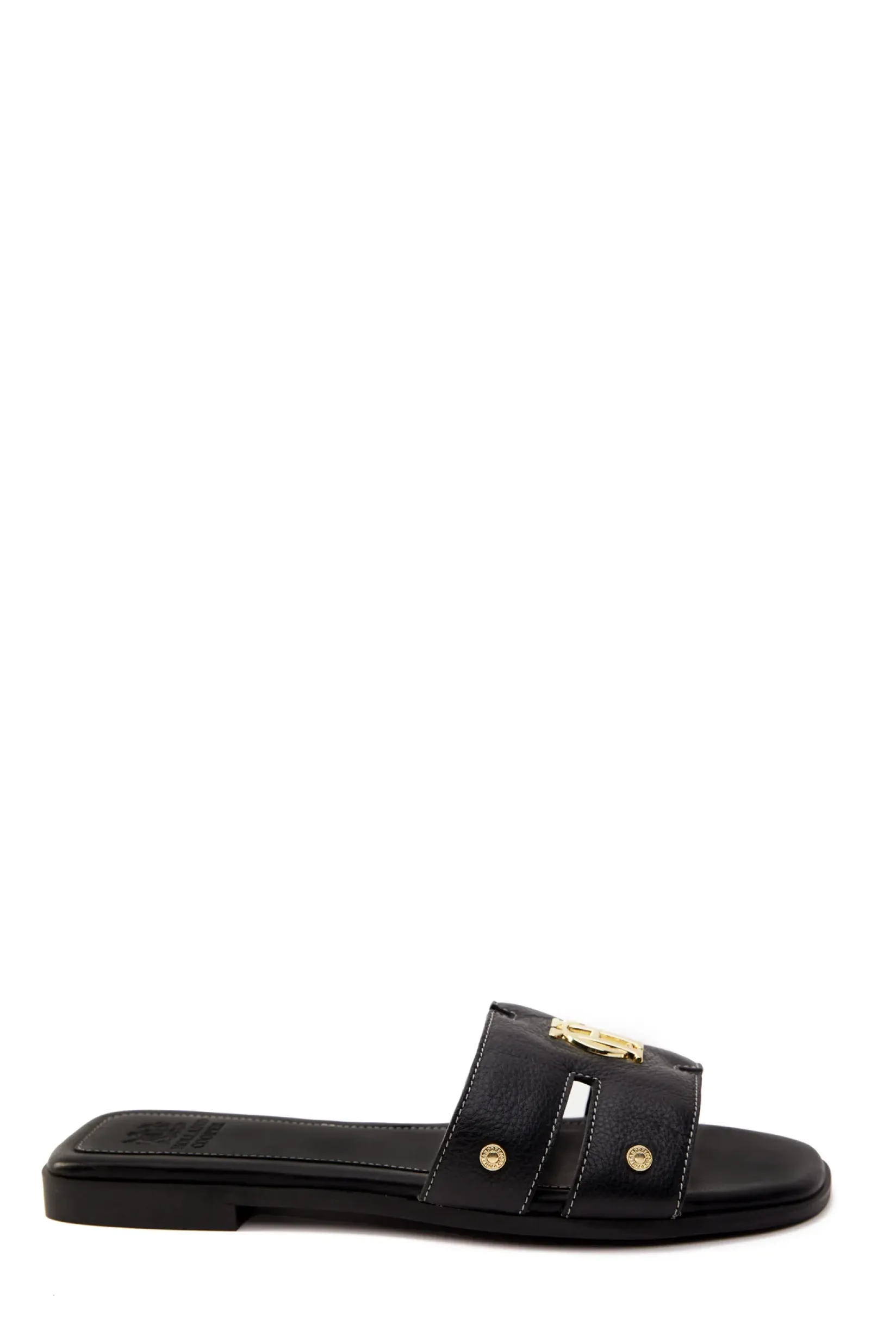 Holland Cooper Footwear|Sandals-Monogram Slides Black Leather