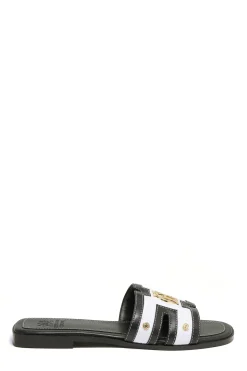 Holland Cooper Sandals|Bestsellers-Monogram Slides Black Canvas