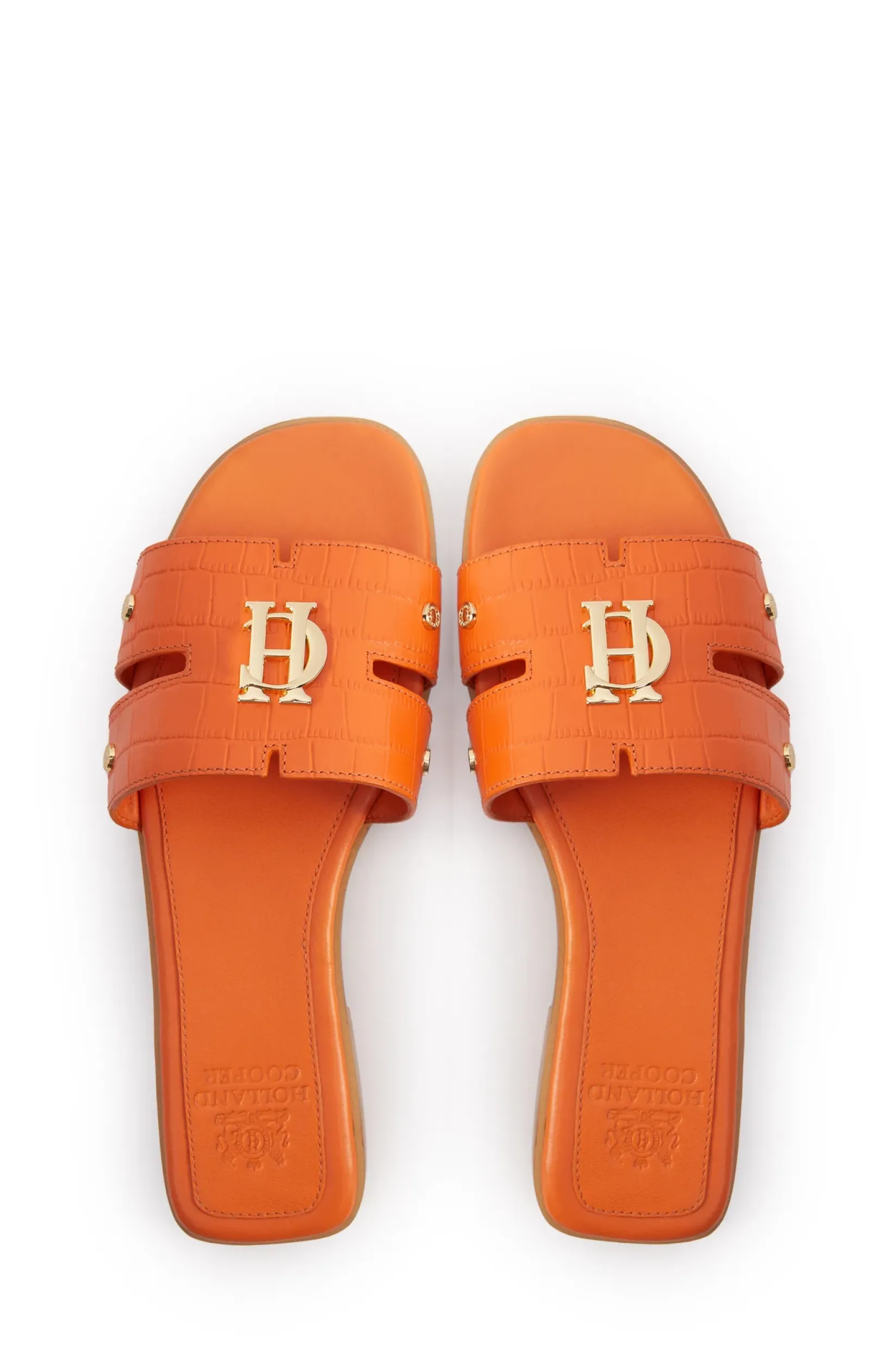 Holland Cooper Sandals|Footwear-Monogram Slides Orange Croc