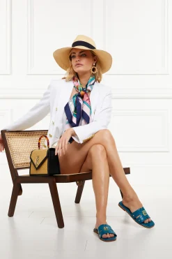 Holland Cooper Sandals|Footwear-Monogram Slides Teal Croc