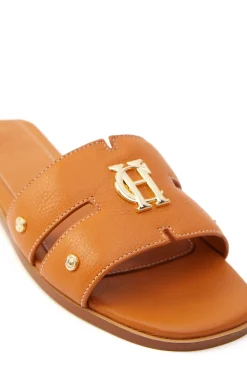 Holland Cooper Sandals|Footwear-Monogram Slides Tan Leather