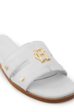 Holland Cooper Sandals|Bestsellers-Monogram Slides White Croc