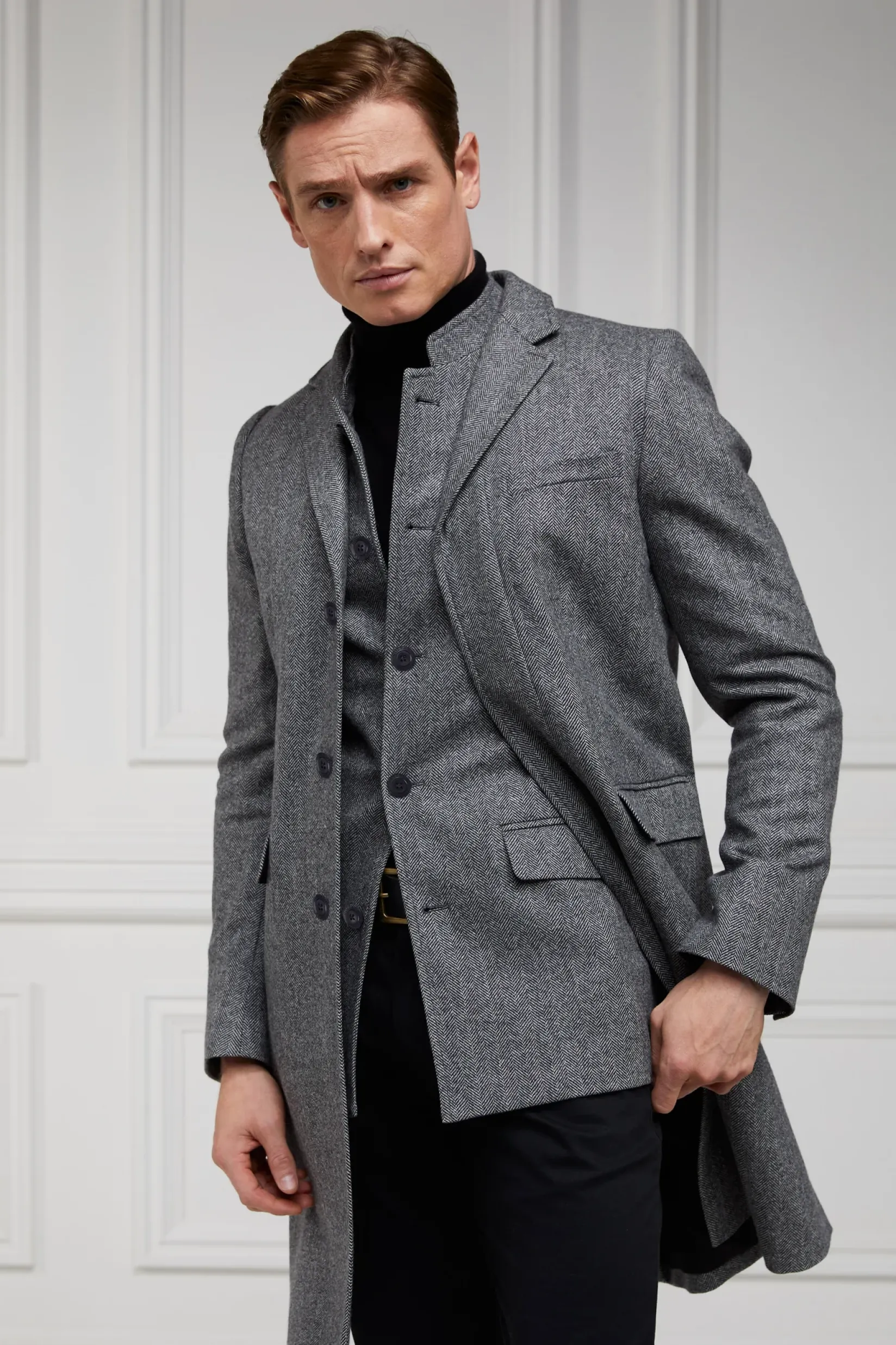 Holland Cooper Gifts For Him|Gilets-Nehru Gilet Mono Herringbone