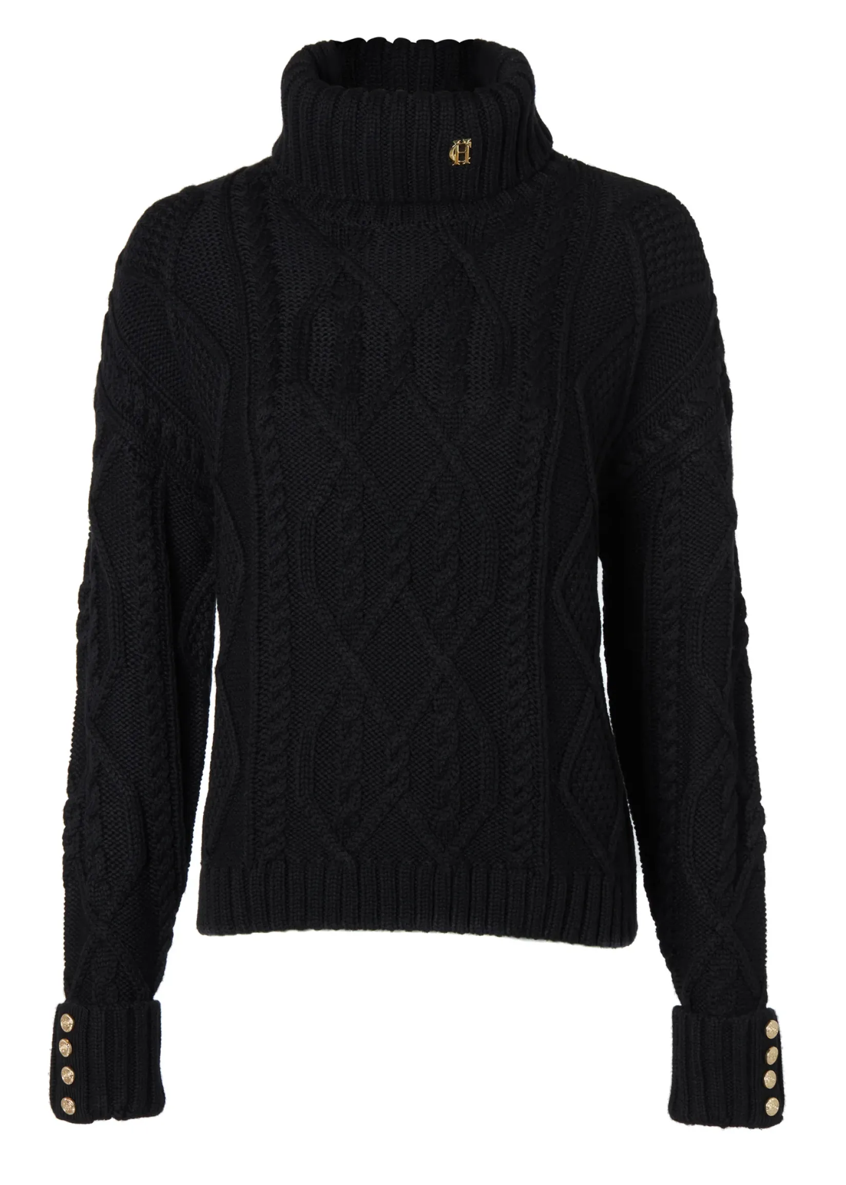 Holland Cooper Knitwear|Après Ski-Noveli Cable Knit Black