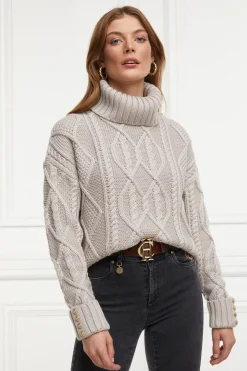 Holland Cooper Knitwear-Noveli Cable Knit Taupe