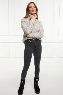Holland Cooper Knitwear-Noveli Cable Knit Taupe