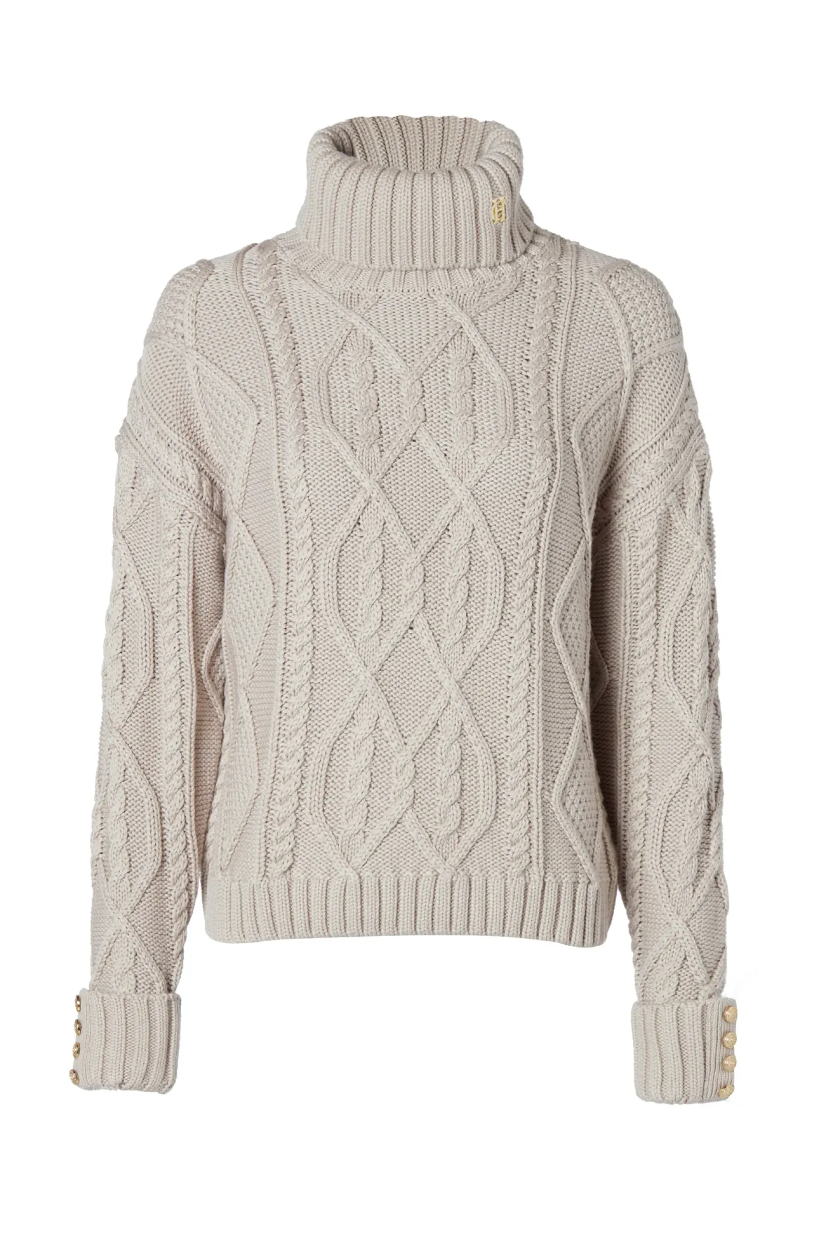 Holland Cooper Knitwear-Noveli Cable Knit Taupe
