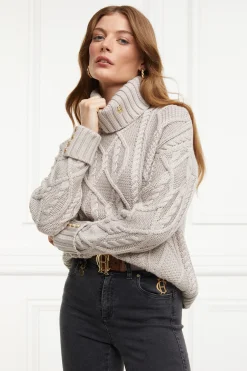 Holland Cooper Knitwear-Noveli Cable Knit Taupe