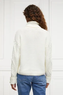 Holland Cooper Knitwear-Noveli Cable Knit Oyster