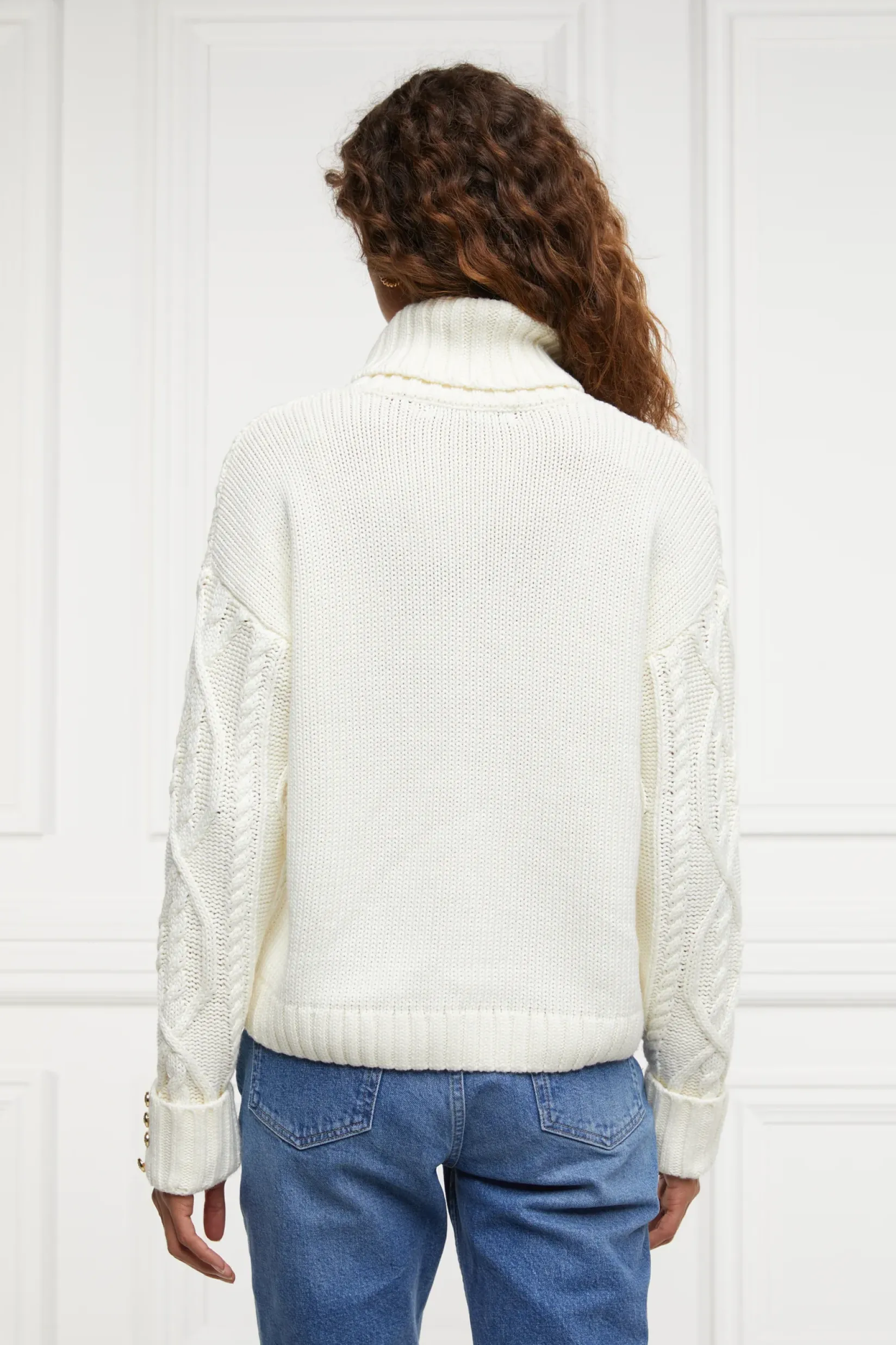 Holland Cooper Knitwear-Noveli Cable Knit Oyster