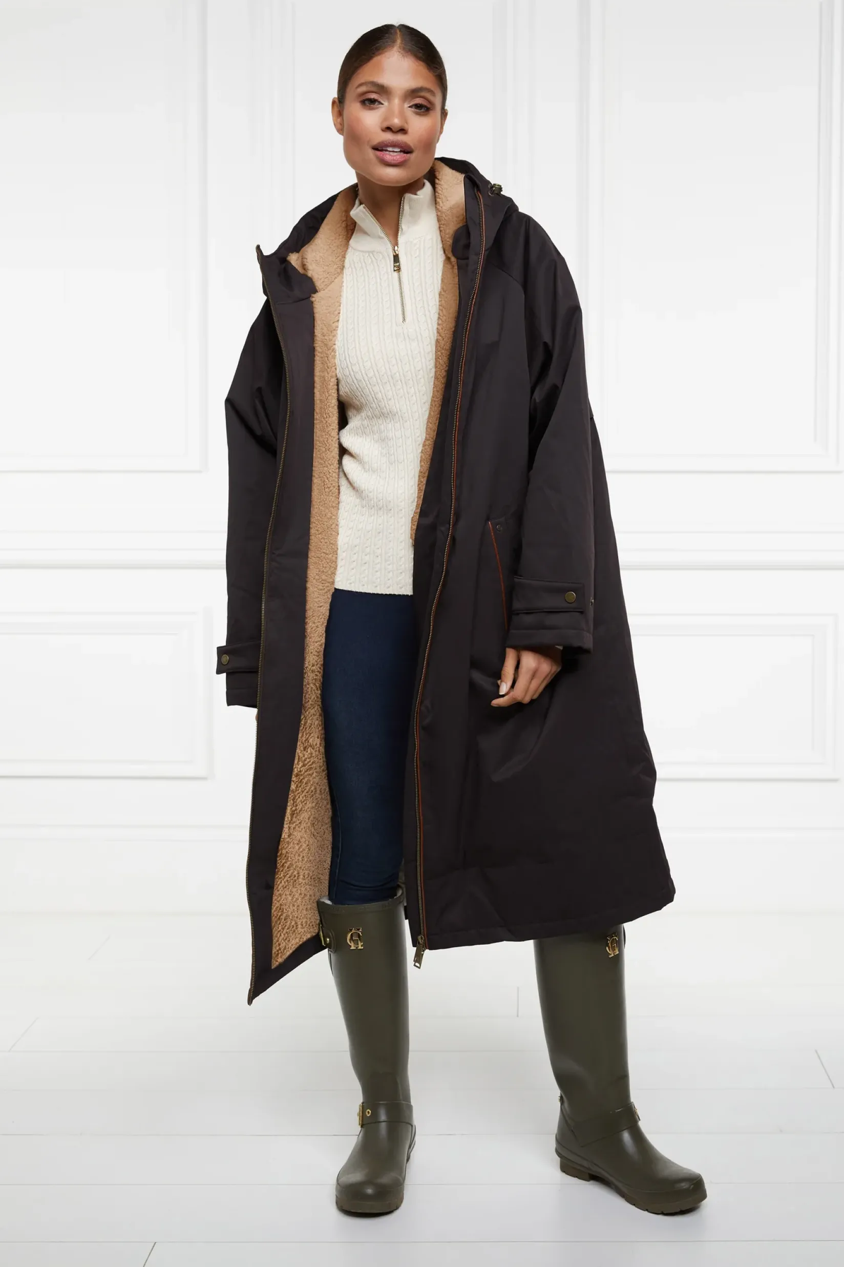 Holland Cooper Jackets|Shop By Product-One-Size Waterproof Coat Chocolate