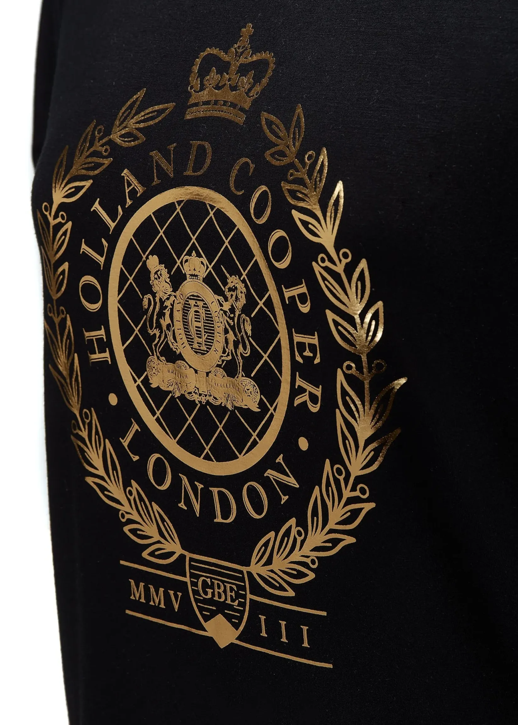 Holland Cooper Tees|Tops-Ornate Crest Tee Black