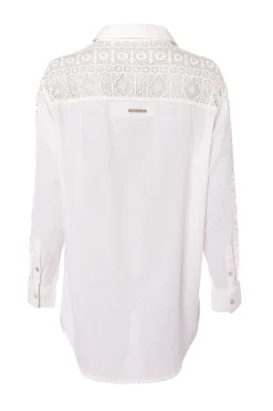 Holland Cooper Shirts & Blouses|Shop By Product-Oversized Cotton Lace Shirt Pink Stripe