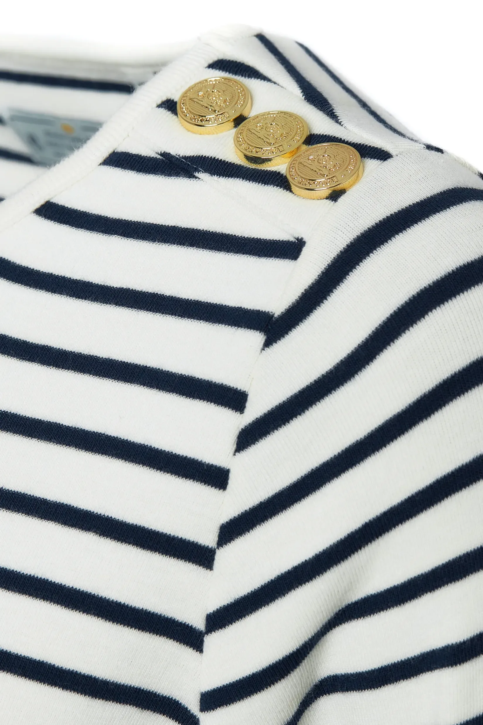 Holland Cooper Tees|Tops-Padstow Long Sleeve Crew Neck Tee Natural Ink Navy Stripe