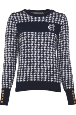 Holland Cooper Knitwear-Panel Crew Neck Knit Ink Navy