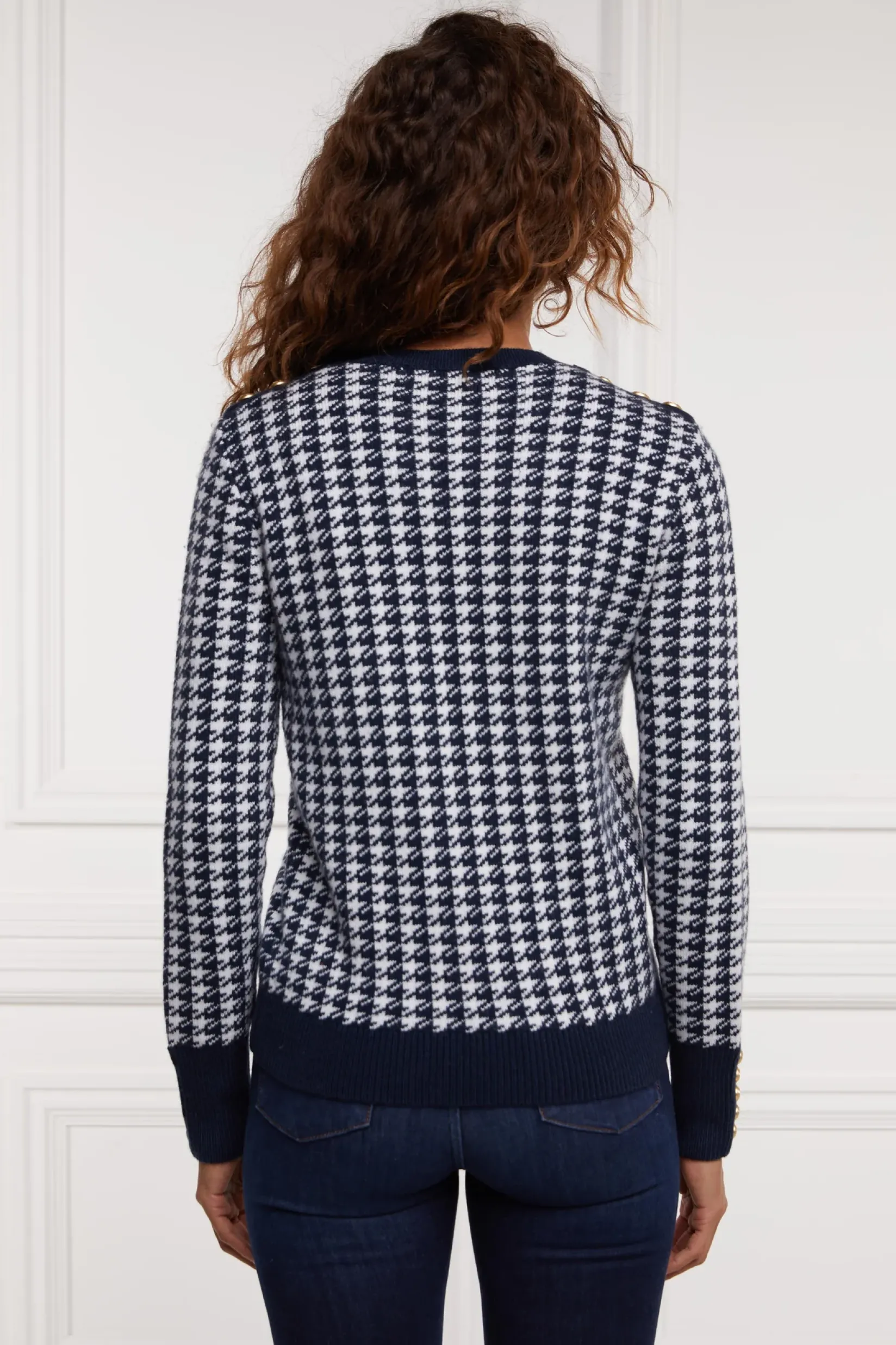 Holland Cooper Knitwear-Panel Crew Neck Knit Ink Navy