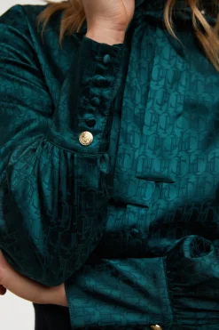 Holland Cooper Shirts & Blouses|Workwear Wardrobe-Penny Jacquard Shirt Emerald