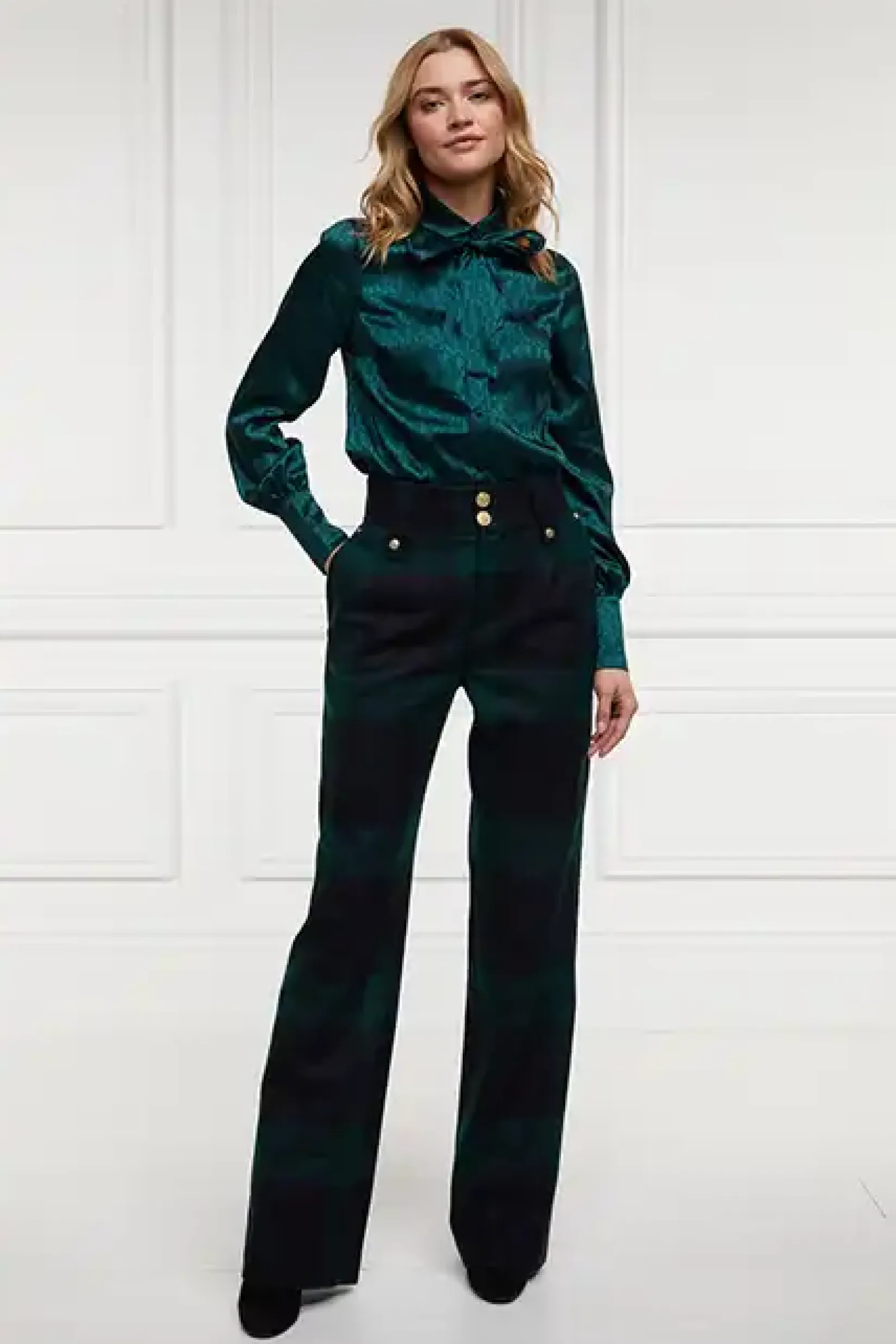 Holland Cooper Shirts & Blouses|Workwear Wardrobe-Penny Jacquard Shirt Emerald