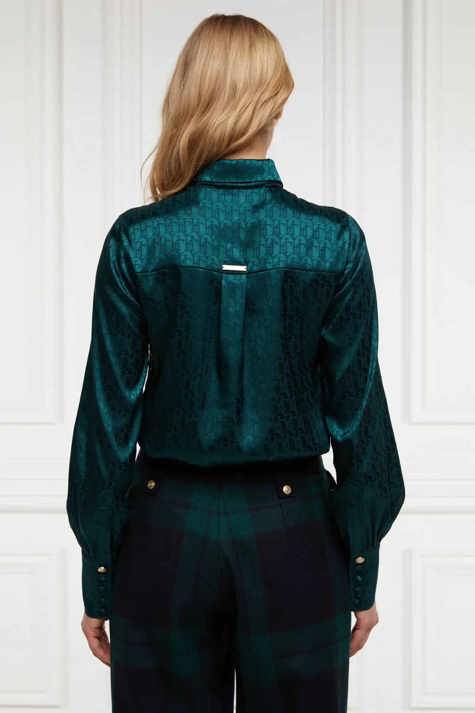 Holland Cooper Shirts & Blouses|Workwear Wardrobe-Penny Jacquard Shirt Emerald