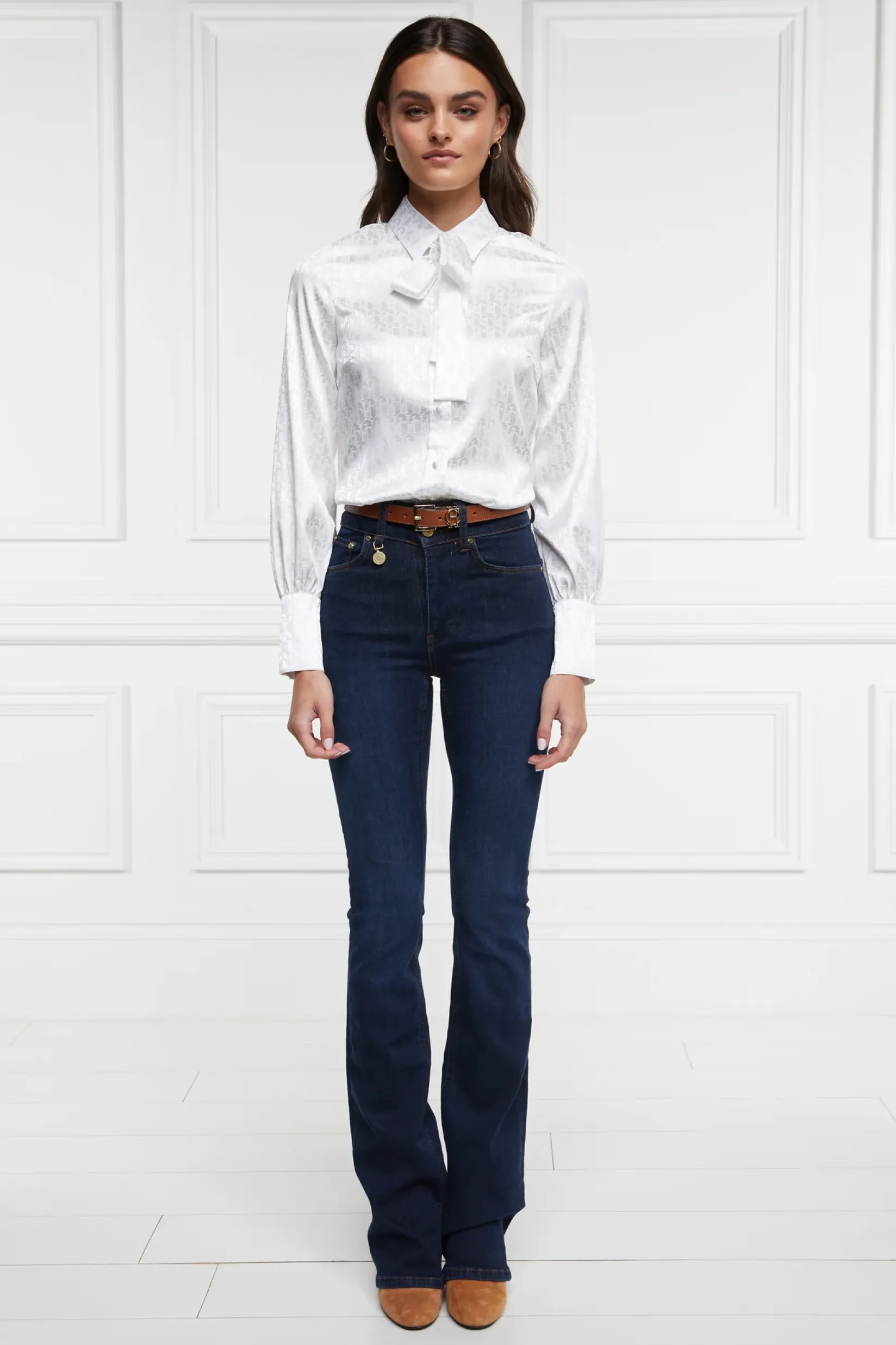 Holland Cooper Shirts & Blouses|The Date Night Edit-Penny Jacquard Shirt White