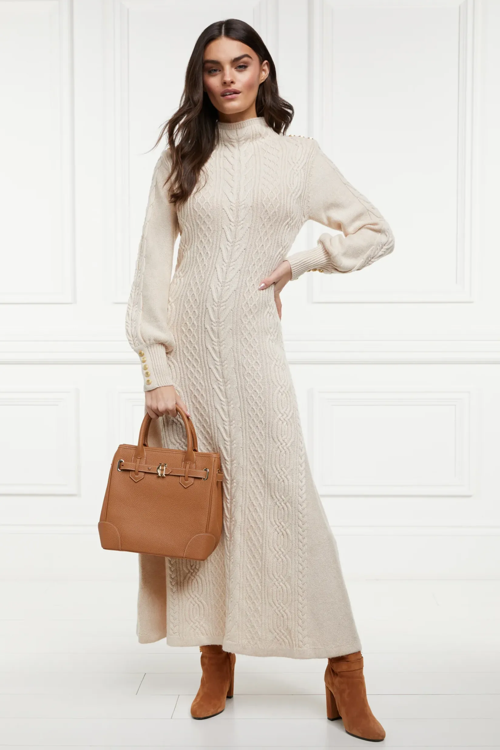 Holland Cooper Dresses|Knitwear-Rachel Maxi Dress Oatmeal