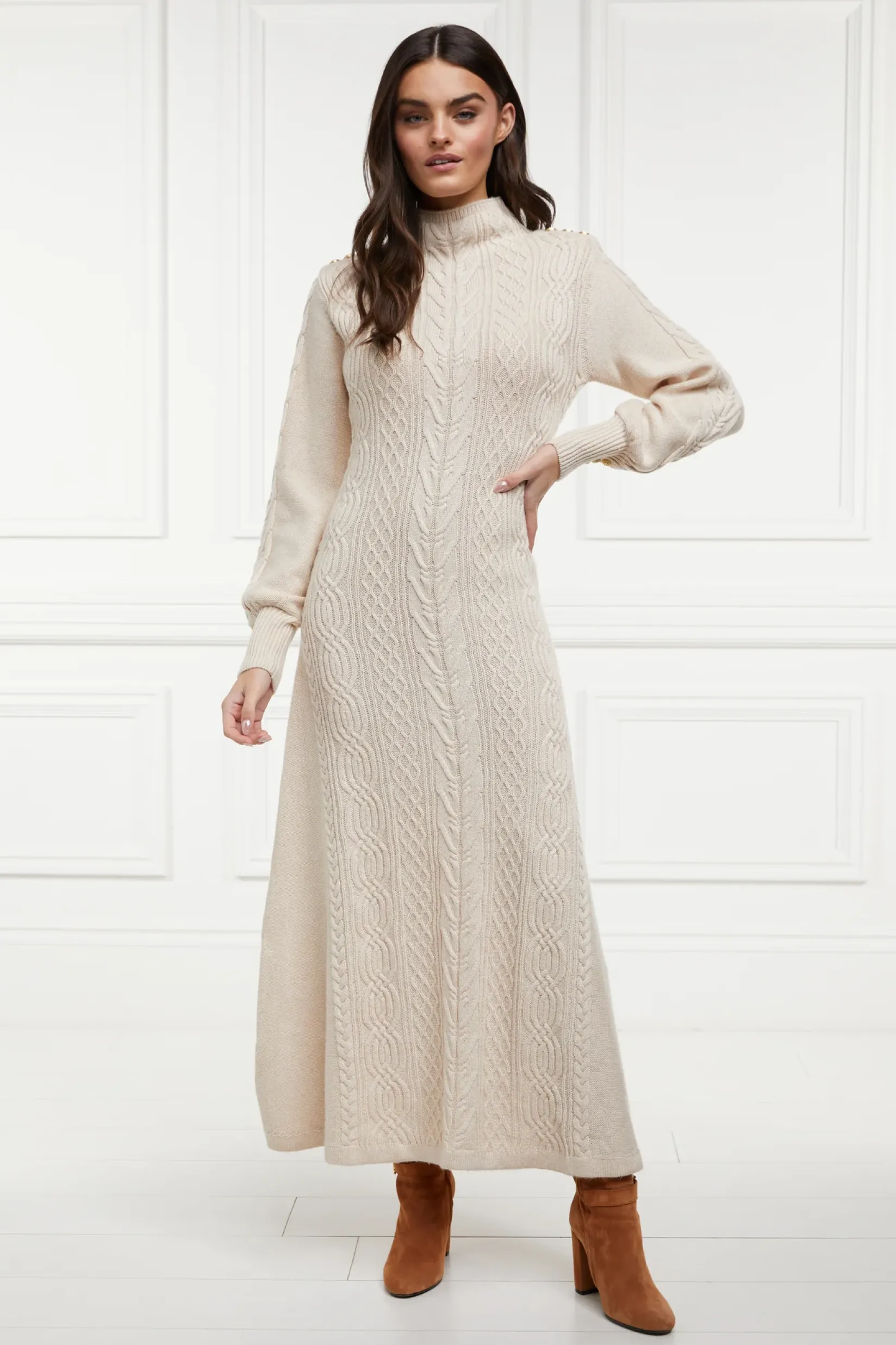 Holland Cooper Dresses|Knitwear-Rachel Maxi Dress Oatmeal