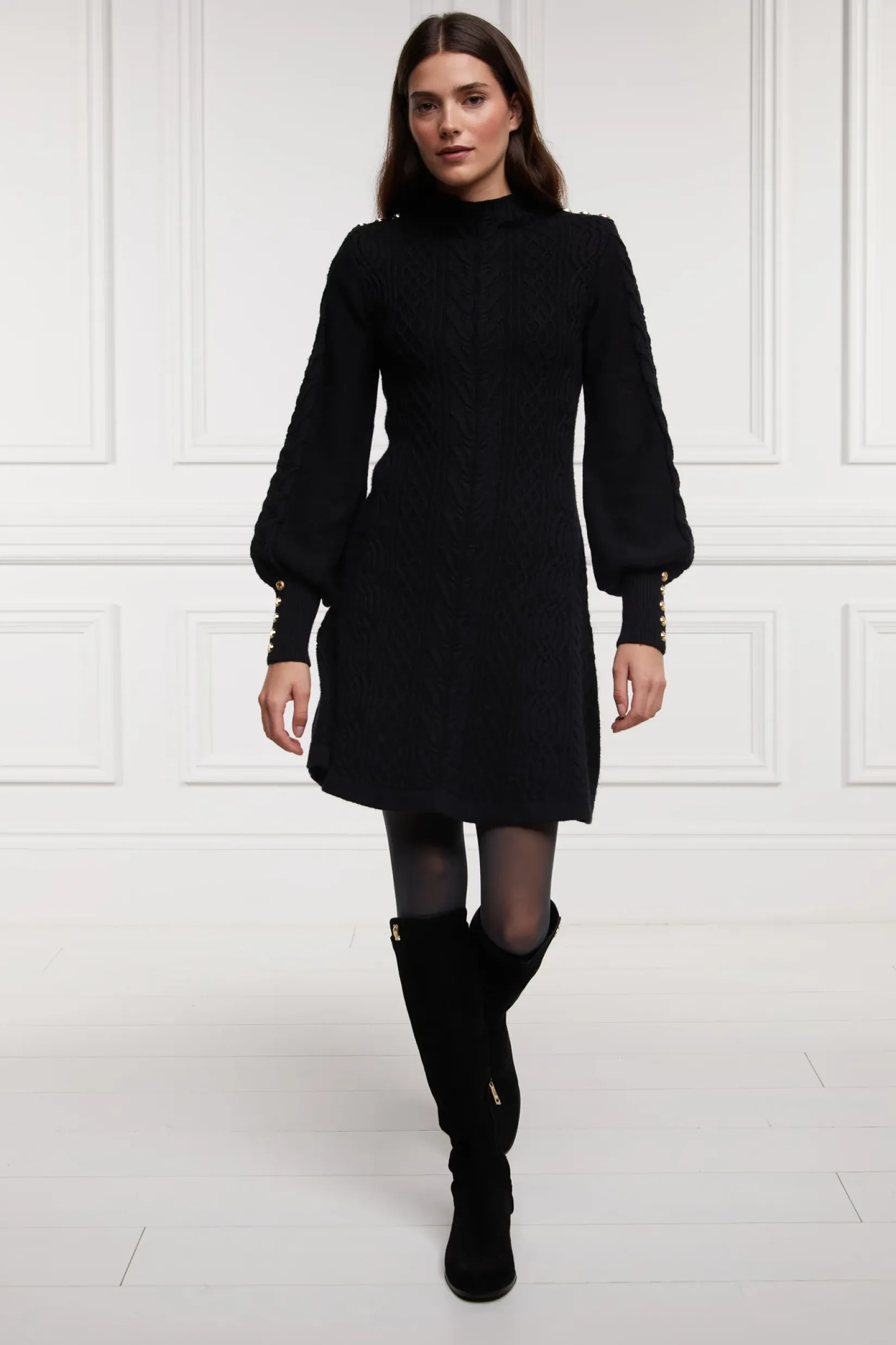 Holland Cooper Knitwear|Dresses-Rachel Mini Dress Black