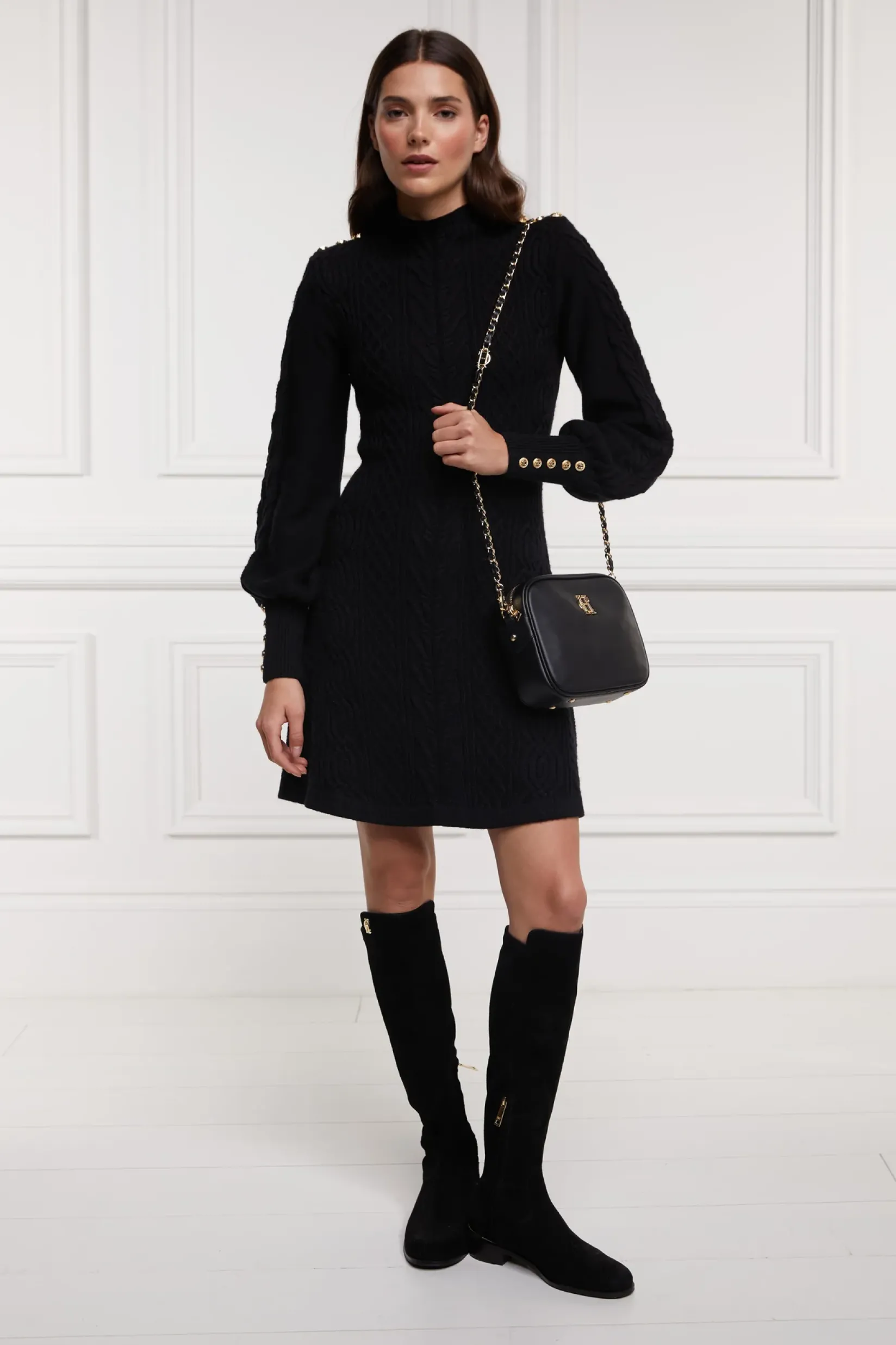 Holland Cooper Knitwear|Dresses-Rachel Mini Dress Black