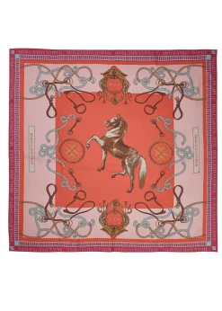 Holland Cooper The Perfect Gesture|Gifts For Her-Regal Horse Silk Scarf Coral