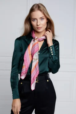 Holland Cooper The Perfect Gesture|Gifts For Her-Regal Horse Silk Scarf Coral