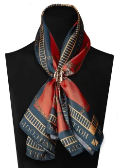 Holland Cooper The Perfect Gesture|Scarves-Regal Horse Silk Scarf Ink Navy Neroli