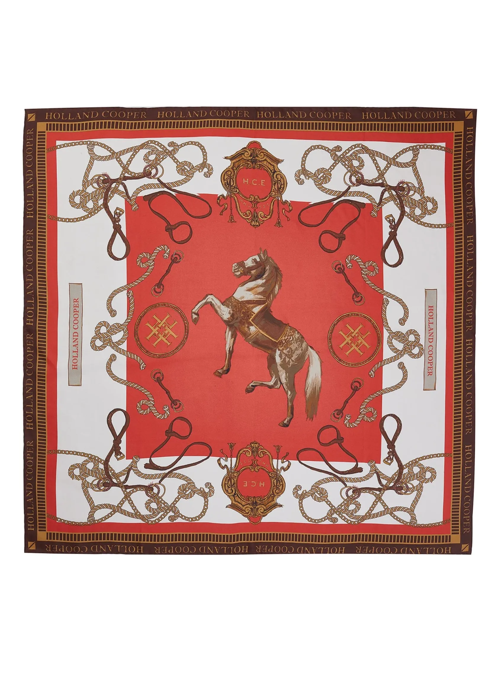 Holland Cooper Scarves|Scarves-Regal Horse Silk Scarf Sienna